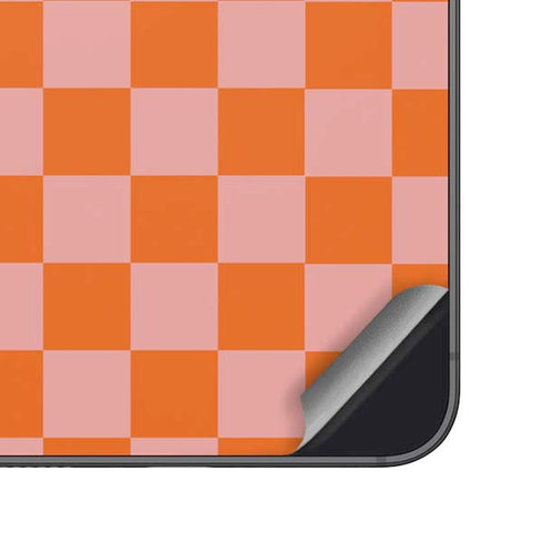Orange Checkered Galaxy S25 Skin